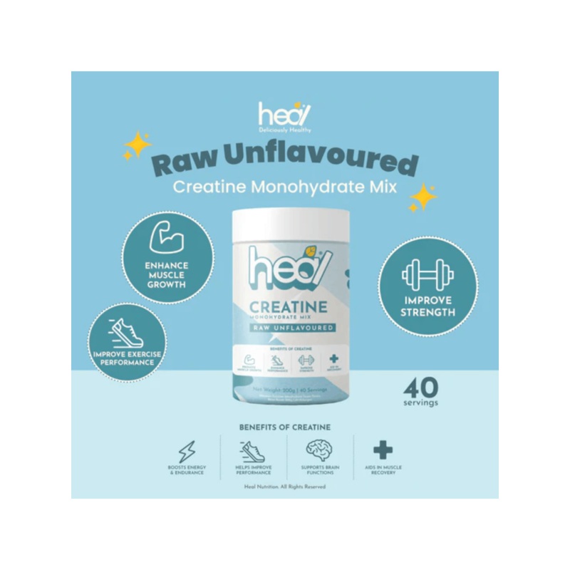 HEAL RAW UNFLAVOURED CREATINE MONOHYDRATE MIX 200G