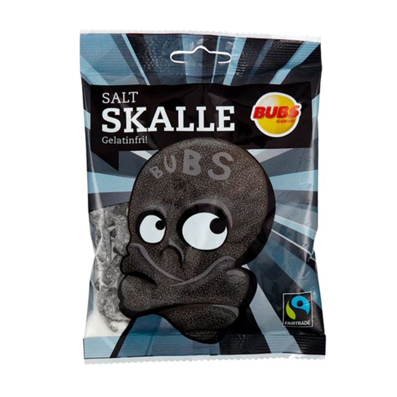 BUBS Godis Salty Licorice Skull Candy – 90g (SNG16)