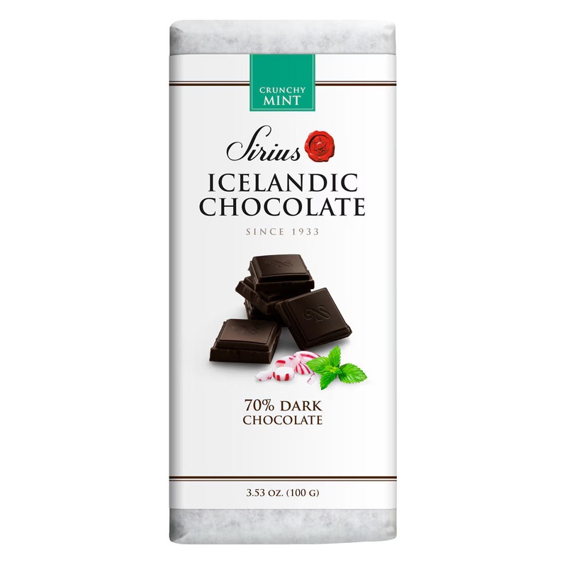 ICELANDIC SIRIUS CRUNCHY MINT 70% DARK CHOCOLATE BAR