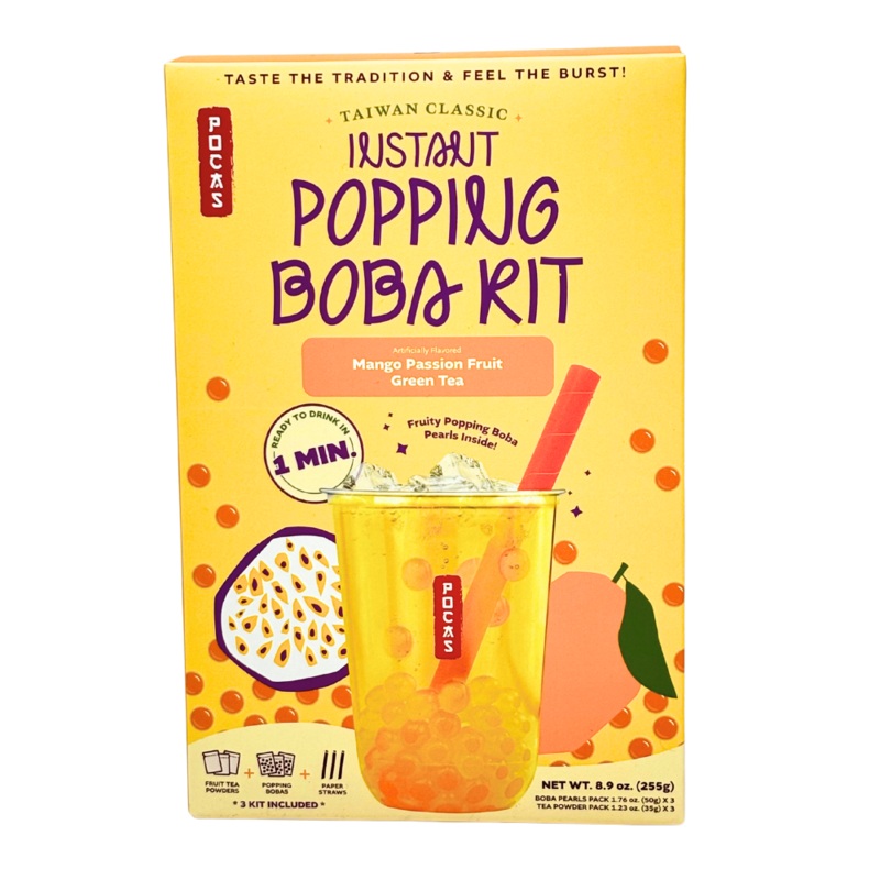 Instant Popping Boba Kit Mango Passion Fruit Green Tea – 3 Pack