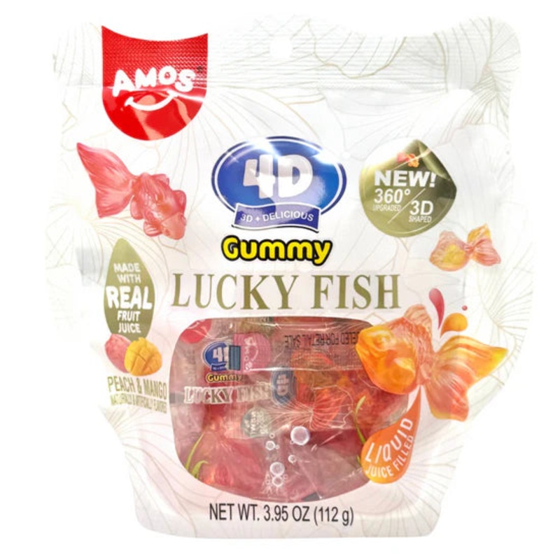 Amos 4D Gummy Lucky Goldfish 3.95oz 12ct Case