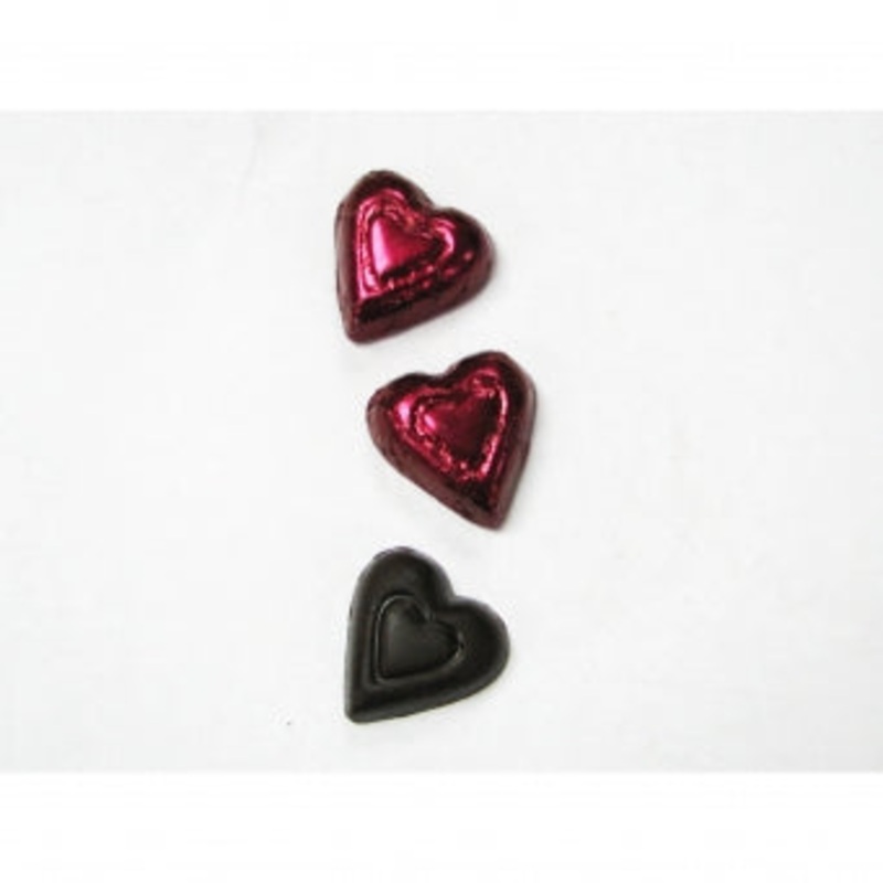 Cabernet Colored Dark Chocolate Hearts – Foil Wrapped 5lb Bag
