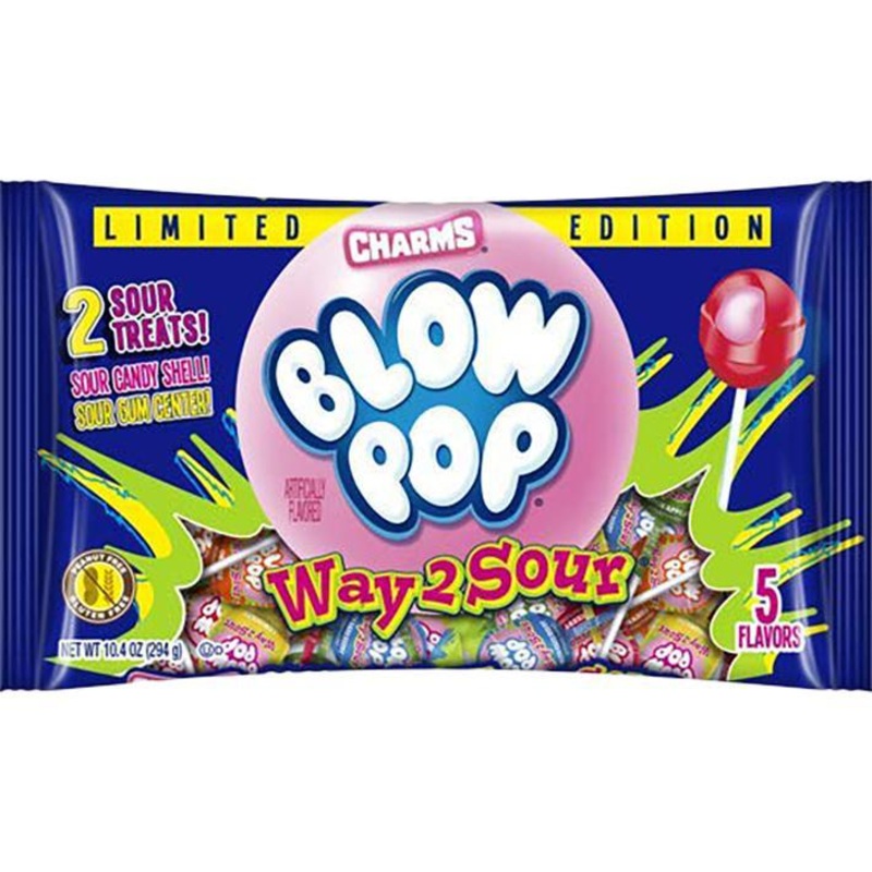 Charms Blow Pops Way 2 Sour  Limited Edition  10.4oz Bag