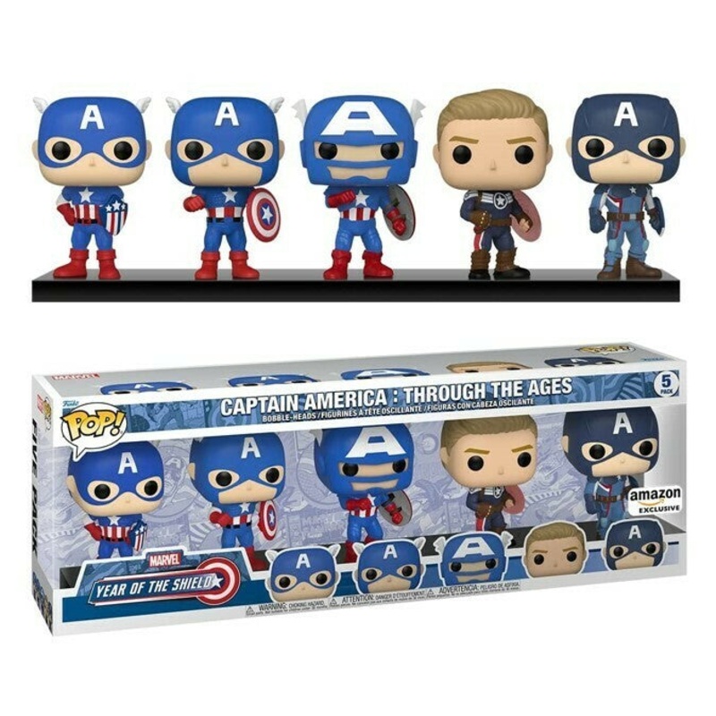 (DAMAGED) Funko Pop! Captain America : Through the Ages (5 Pack) (Year of the Shield) (Amazon Exclusive)