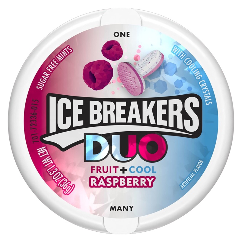 Ice Breakers DUO Raspberry Mints Sugar Free – 1.3oz (36g)