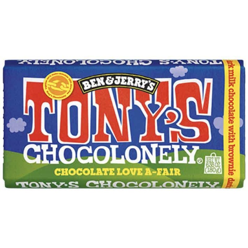 Tonys Chocolonely x Ben & Jerrys Chocolate Love A-Fair  Dark Milk Chocolate with Brownie Bar  6oz Bar
