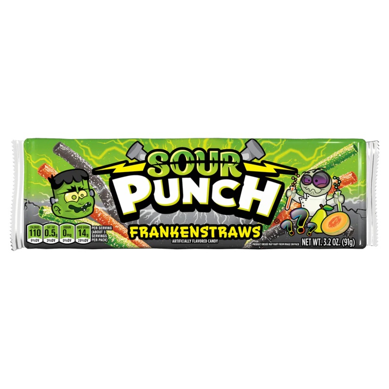 Halloween Sour Punch FrankenStraws 3.2oz Tray or 12ct Box 3.2oz Tray
