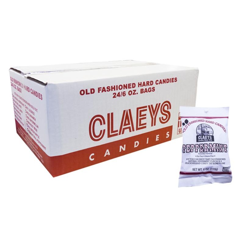 Claeys Candy Natural Peppermint 6oz Bag or 24 Count Box 6oz Bag