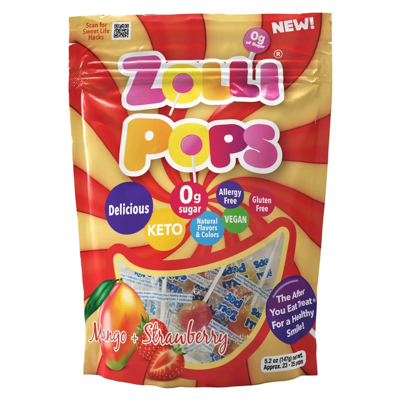Zollipops Sugar Free Lollipops Mango & Strawberry Swirl 5.2oz