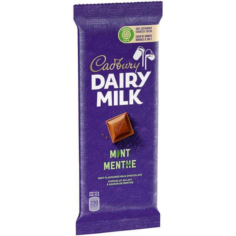 Cadbury Dairy Milk Mint Chocolate  90g Bar  Australian
