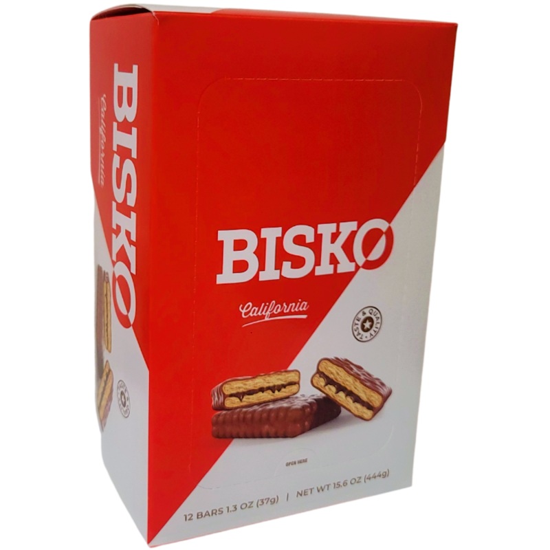 Bisko California Graham Crackers Filled and Coated with Real Chocolate, CASE, 15.6 oz – 12 Bars