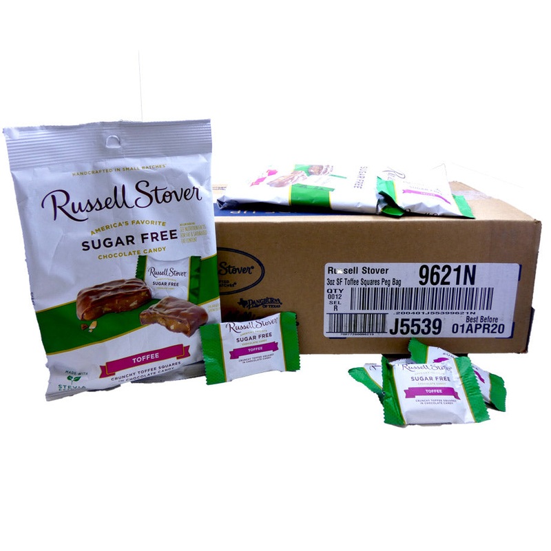 DISCONTINUED ITEM – Russell Stover Sugar Free Toffee Squares 3oz Bag or 12 Count Box 3oz Bag