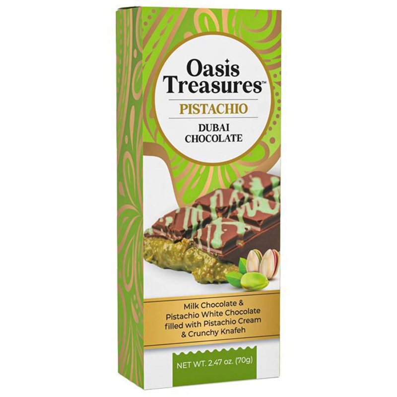 Oasis Treasures  Pistachio Dubai Chocolate  2.47oz Bar