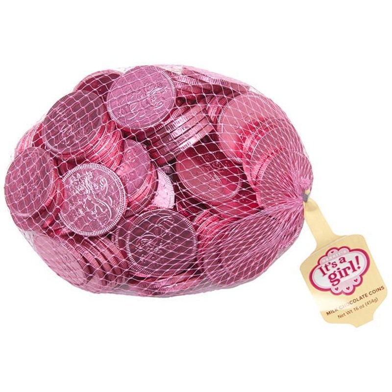 Milk Chocolate Coins  Pink  Its a Girl