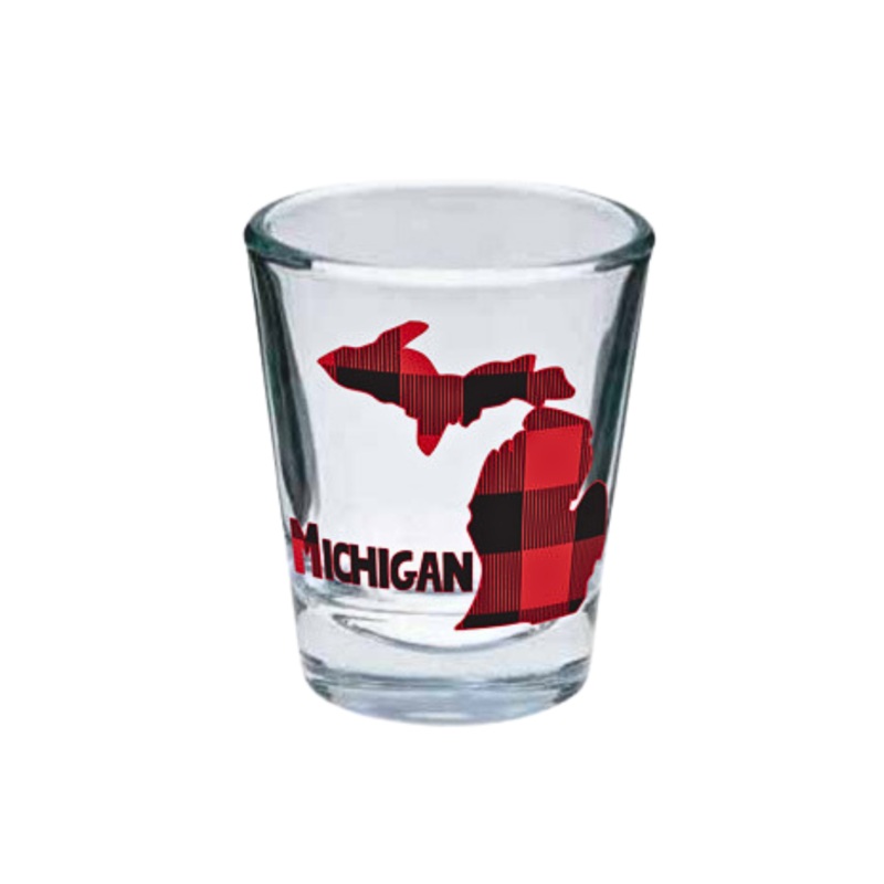 Plaid Michigan Shot Glass