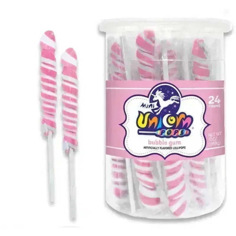 Unicorn Pops Twist Suckers – Light Pink: 24-Piece Jar