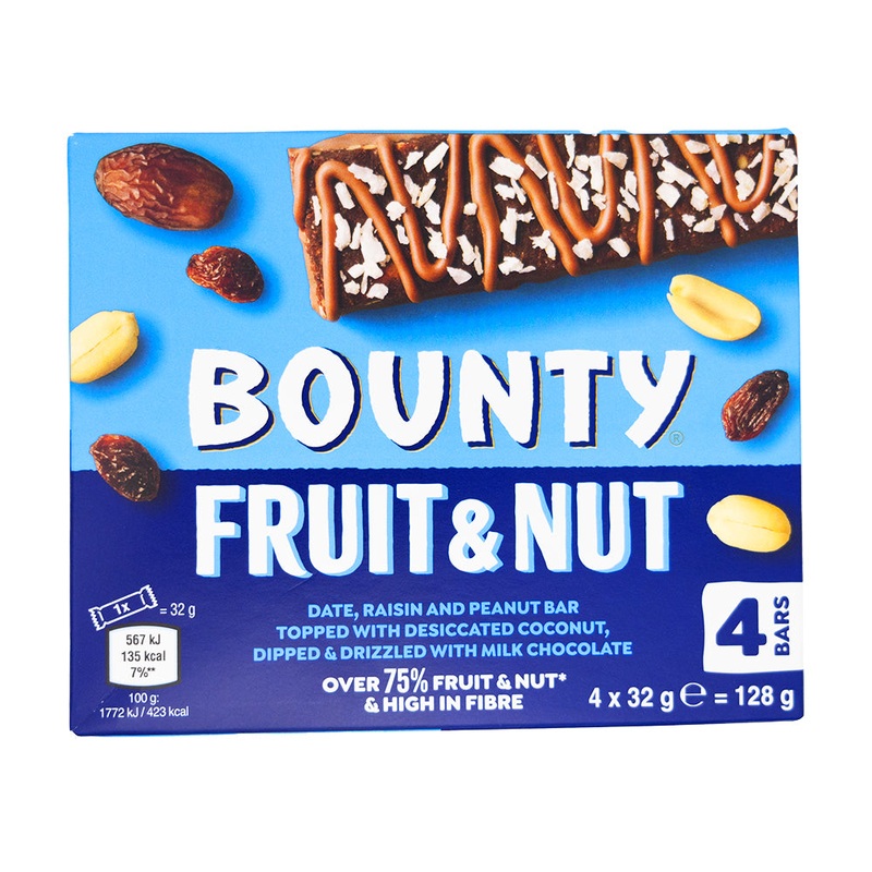 Bounty Triple Treat Fruit & Nut Bars (UK) – 128g 4pk
