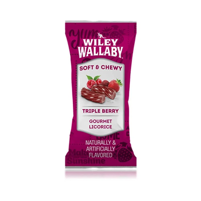 Wiley Wallaby Individually Wrapped Licorice Bites – Triple Berry: 250-Piece Box