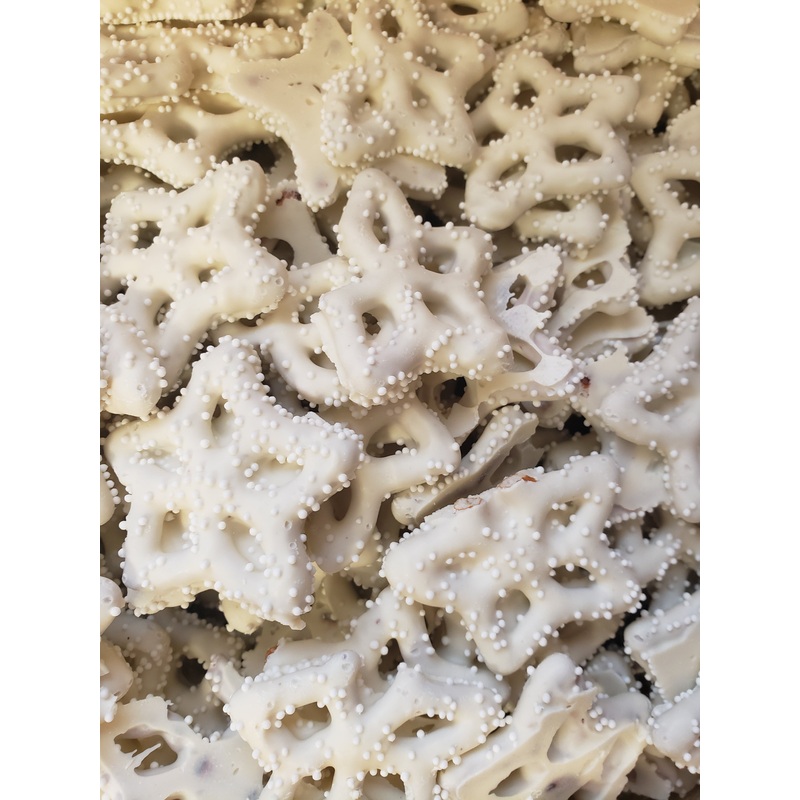 White Chocolate Snowflake Pretzels Pound