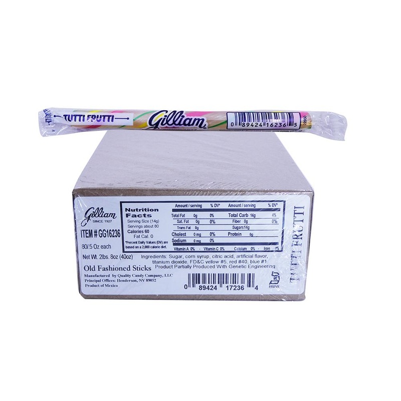 Gilliam .5oz Candy Sticks Tutti Frutti 80 Count Box