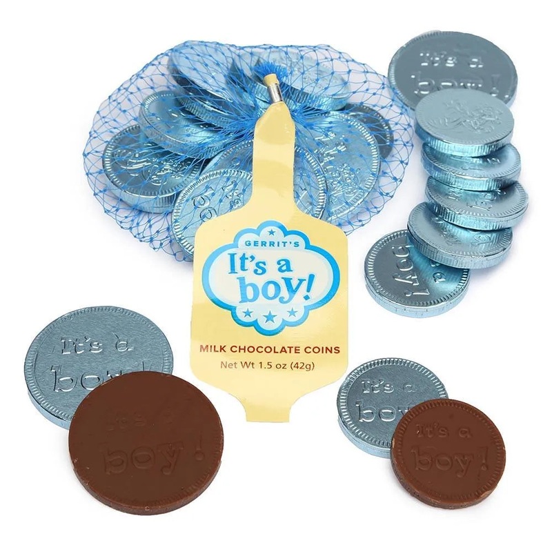 It’s a Boy Foiled Chocolate Coins in Mesh Bags: 18-Piece Box
