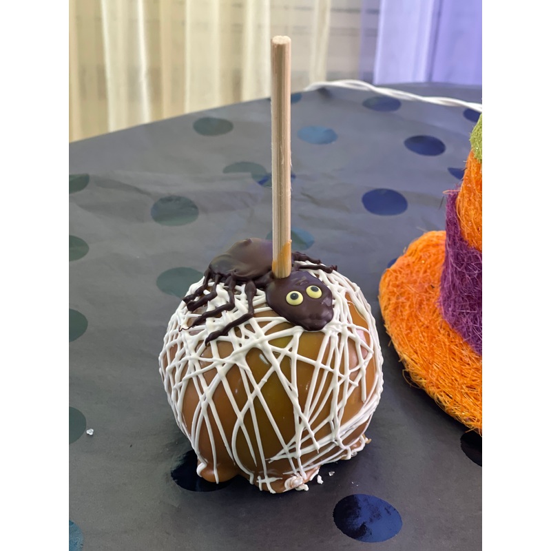 Spider Web Caramel Apple