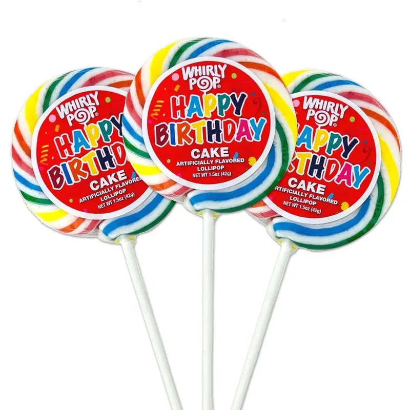 Whirly Pop 1.5-Ounce Swirl Suckers – Birthday Cake: 24-Piece Display