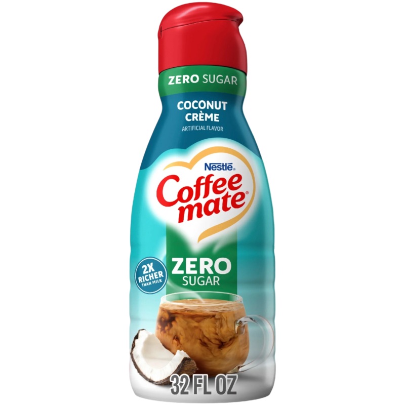 Coffee Mate Coconut Crme Zero Sugar Liquid Creamer Big Bottle – 32fl.oz (946ml)