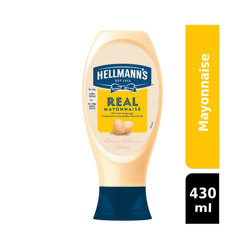 HELLMANN REAL MAYONNAISE SQUEEZY 430ML UNIT