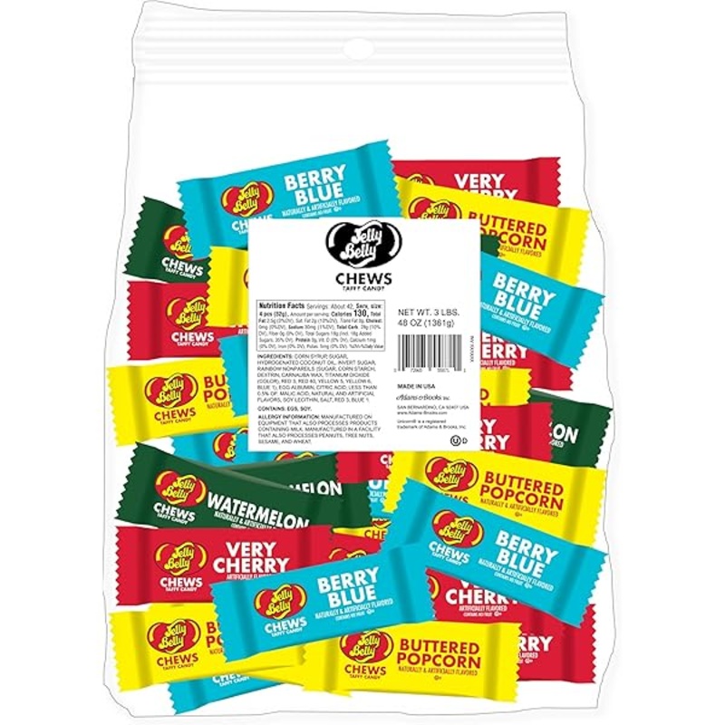 Jelly Belly Chews Taffy Assorted Bag 3lb X 1 Unit