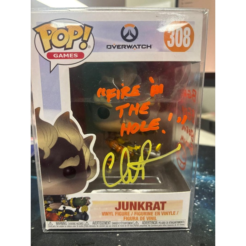 (AUTOGRAPHED BY Christopher Parsons) Funko POP! Games: Overwatch – Junkrat #308 (JSA cert #AV05183)