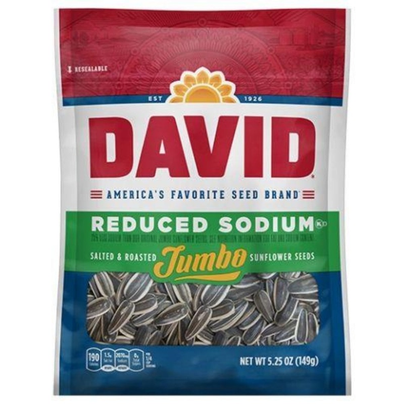DAVID Reduced Sodium Jumbo Sunflower Seeds 5.25oz