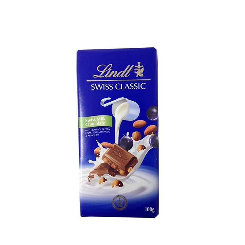 LINDT SWISS CLASSIC MILK RAISIN NUT 100GM