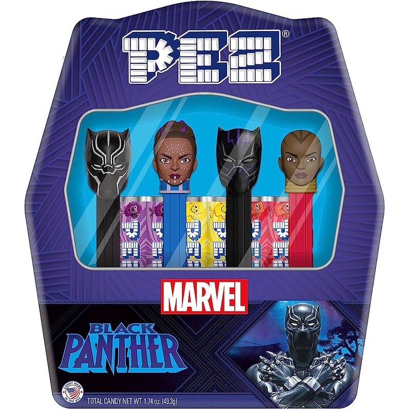 Pez Gift Set Tin Black Panther (4 Dispensers+6 rolls) X 6 Units