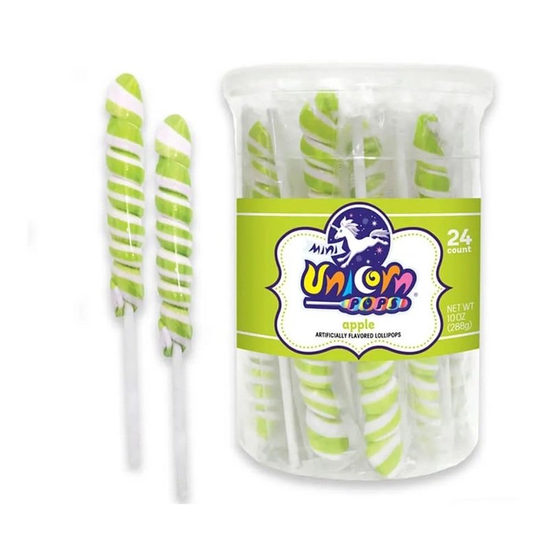 Unicorn Pops Twist Suckers – Bright Green: 24-Piece Jar
