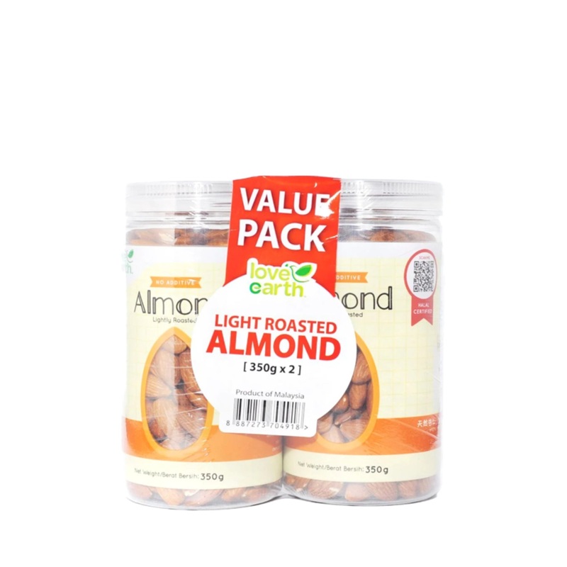 LOVE EARTH ORG LIGHTLY ROASTED ALMOND 2SX350G UNIT