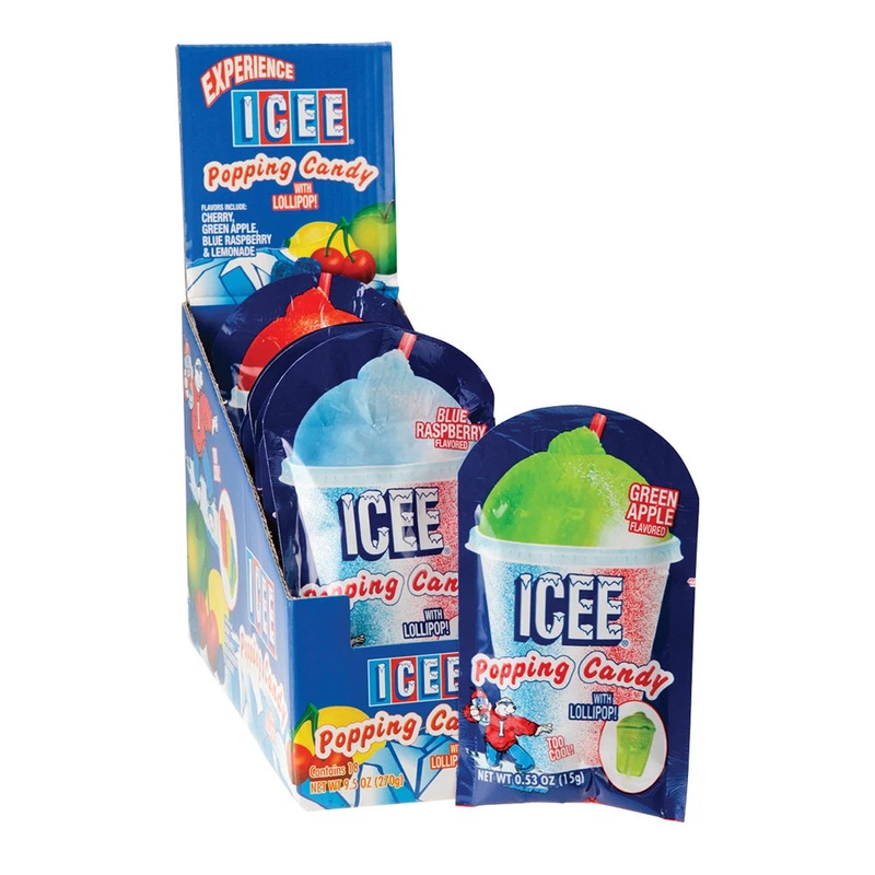Koko’s Icee Popping Candy with Lollipop .53oz X 18 Units