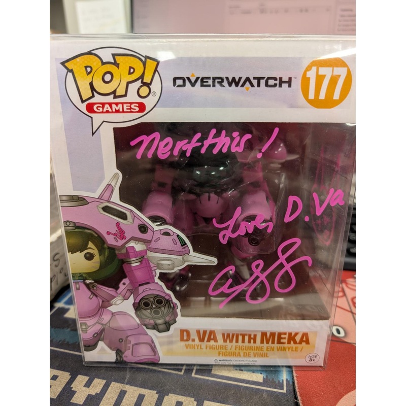 AUTOGRAPHED by Charlet Chung (JSA #AW47627) Funko POP Games: Overwatch D.VA with Meka #177