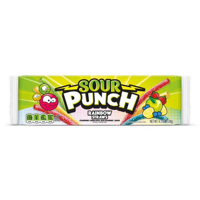 Sour Punch Straws Rainbow Straws 4.5oz Tray or 12ct Box 4.5oz Tray
