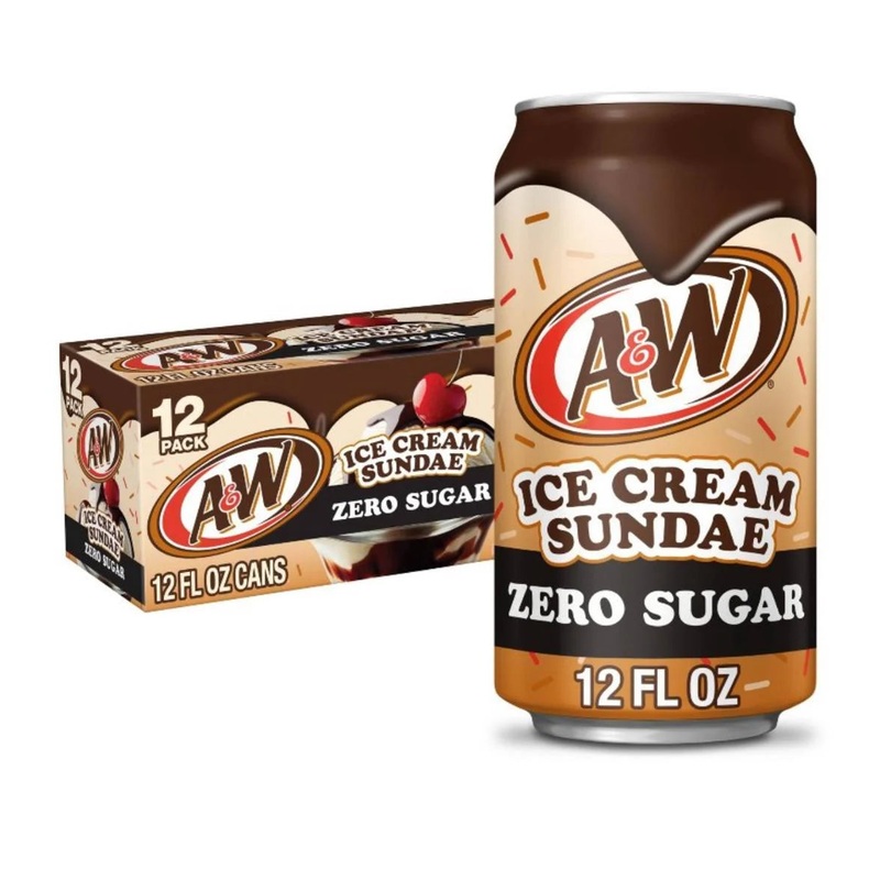 Case of A&W Zero Sugar Ice Cream Sundae Soda 12 x 355ml