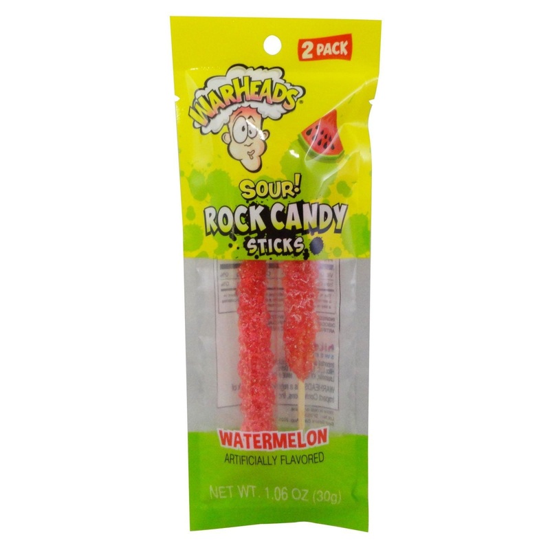 Warheads Sour Rock Candy Sticks Watermelon 2pk 12ct