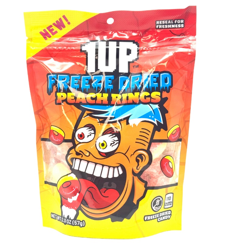 1UP Freeze Dried Peach Rings – 2oz