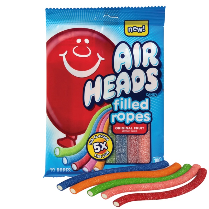 Airheads Filled Ropes Original Fruit – 10 Ropes (5oz/141g) In Date