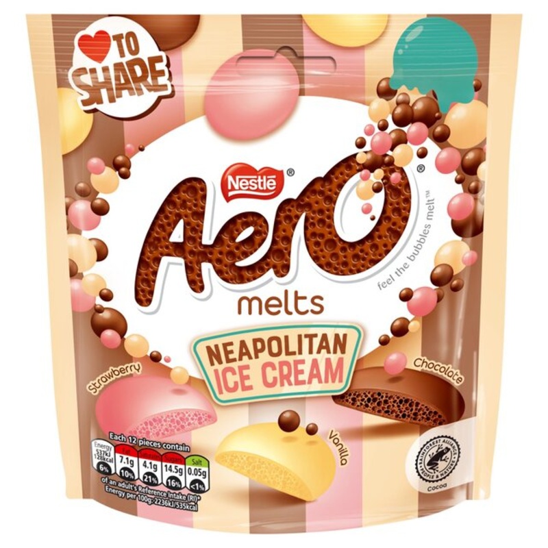 Aero Melts Neopolitan Ice Cream Pouch 86g