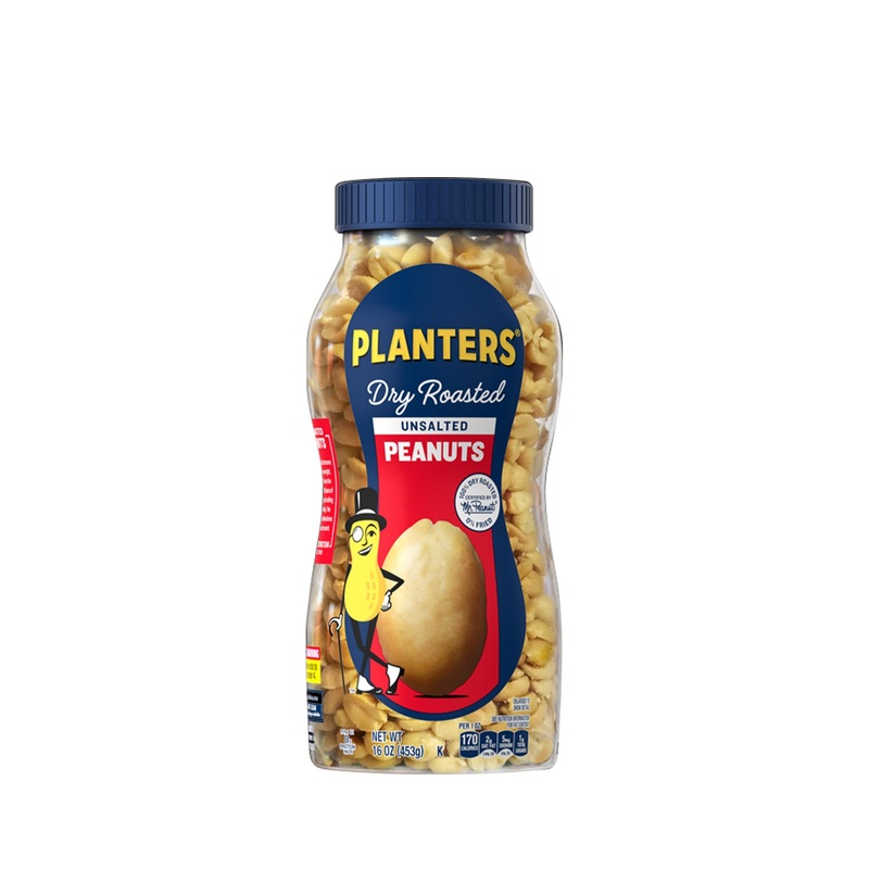 PLANTERS UNSALTED DRY ROASTED PEANUTS 16 OZ UNIT