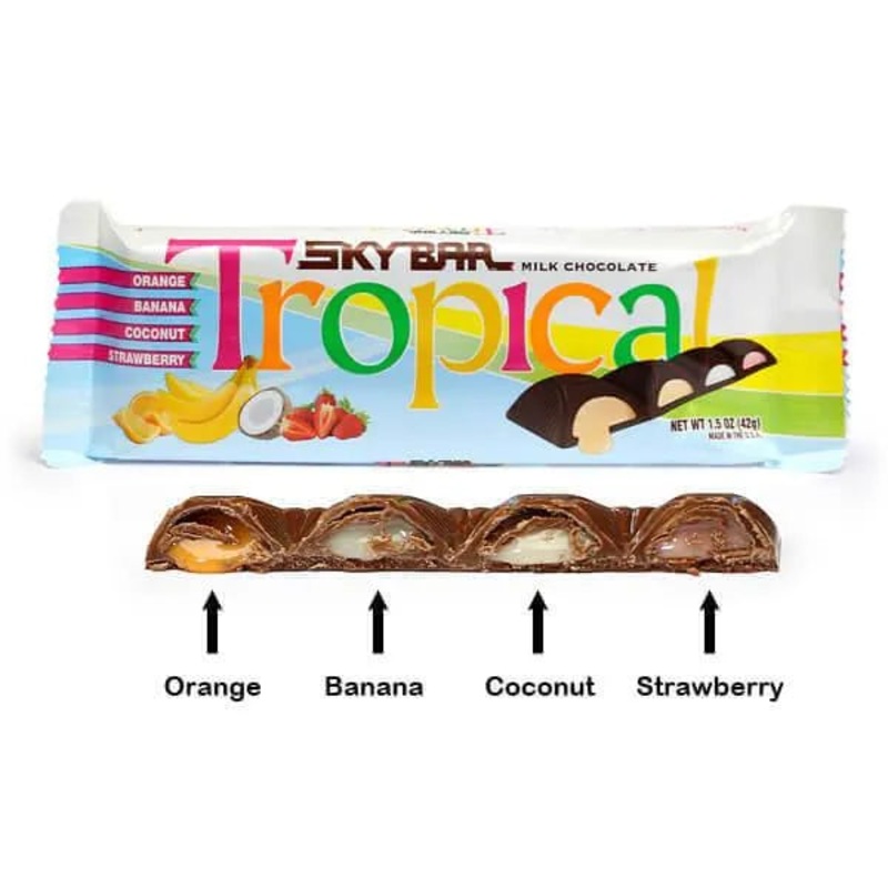 Necco Sky Bar Candy Bars – Tropical: 24-Piece Box