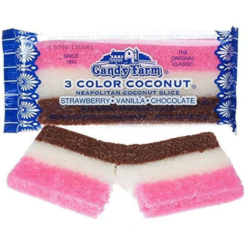 3 Color Coconut – Candy Farm Neapolitan Slice