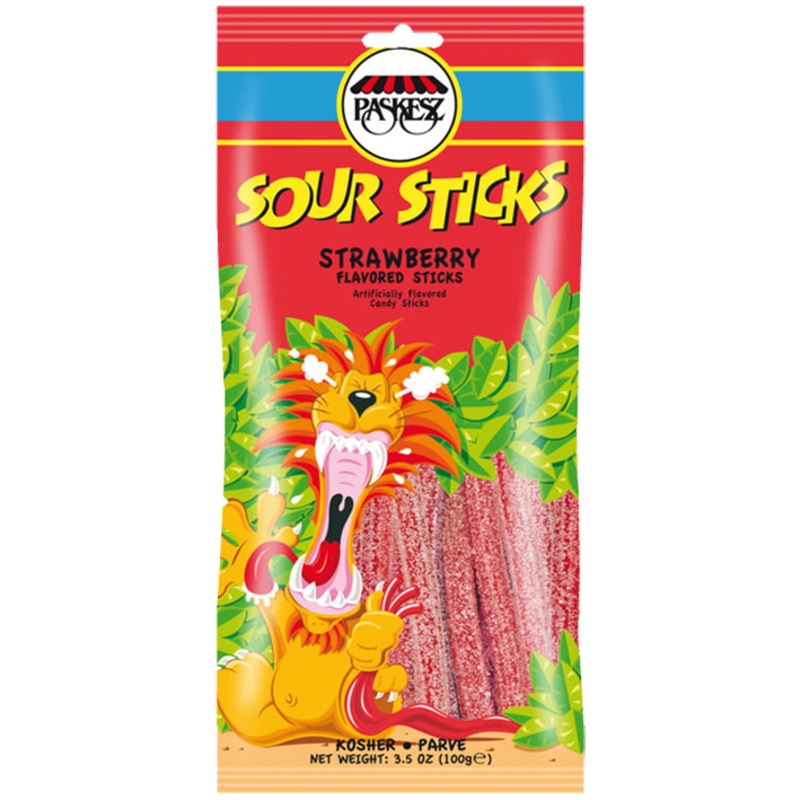Paskesz Sour Sticks  Strawberry