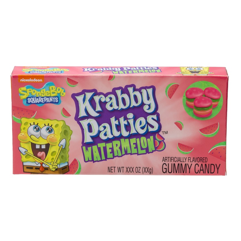 Frankford Spongebob Gummy Krabby Patties Watermelon Theater Box 2.54oz X 12 Units