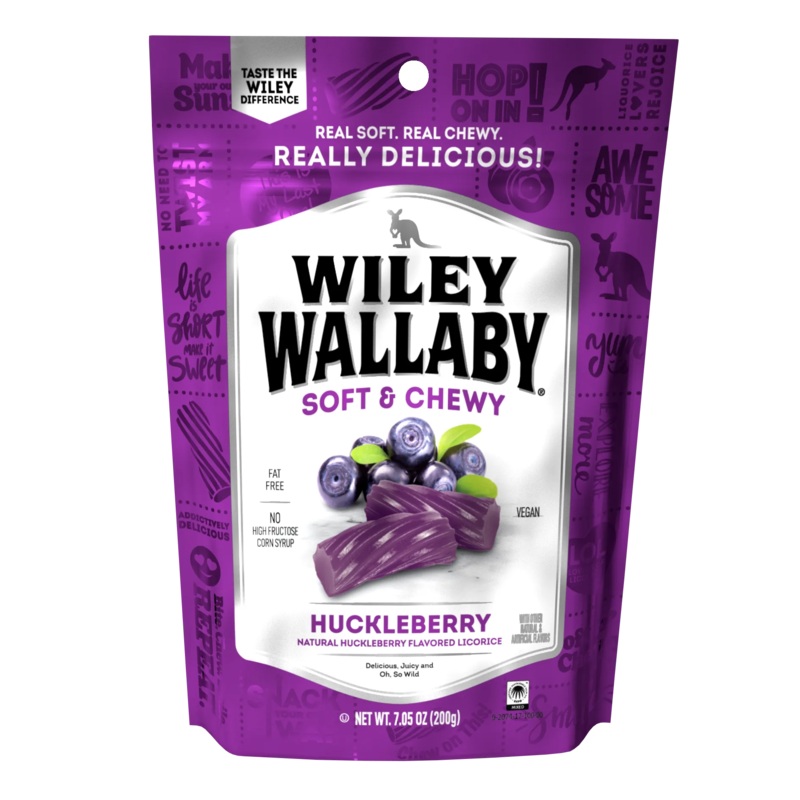 Wiley Wallaby Licorice Bites – Huckleberry Peg Bag: 12-Piece Case